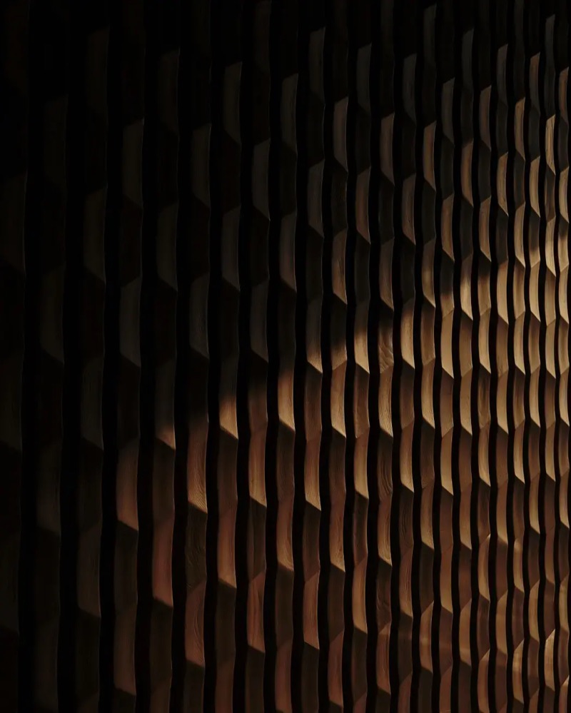 Bois cannelé sombre, jeu d'ombres verticales